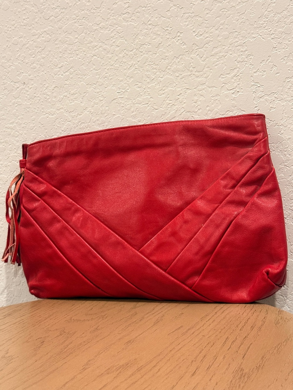 Red Vintage Genuine Leather Clutch Bag